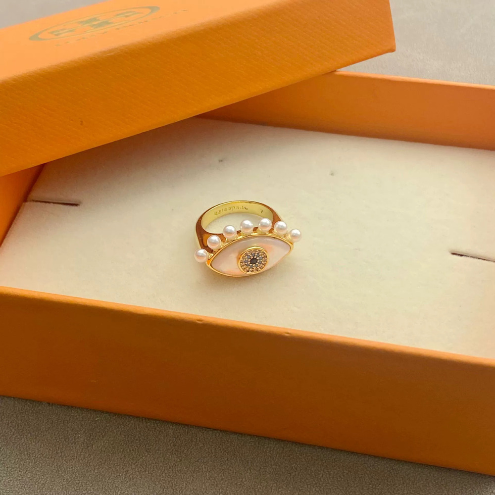 Tory Burch Pearl Evil Eye Trendy Ring